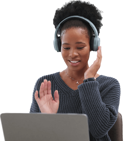 Woman on video call