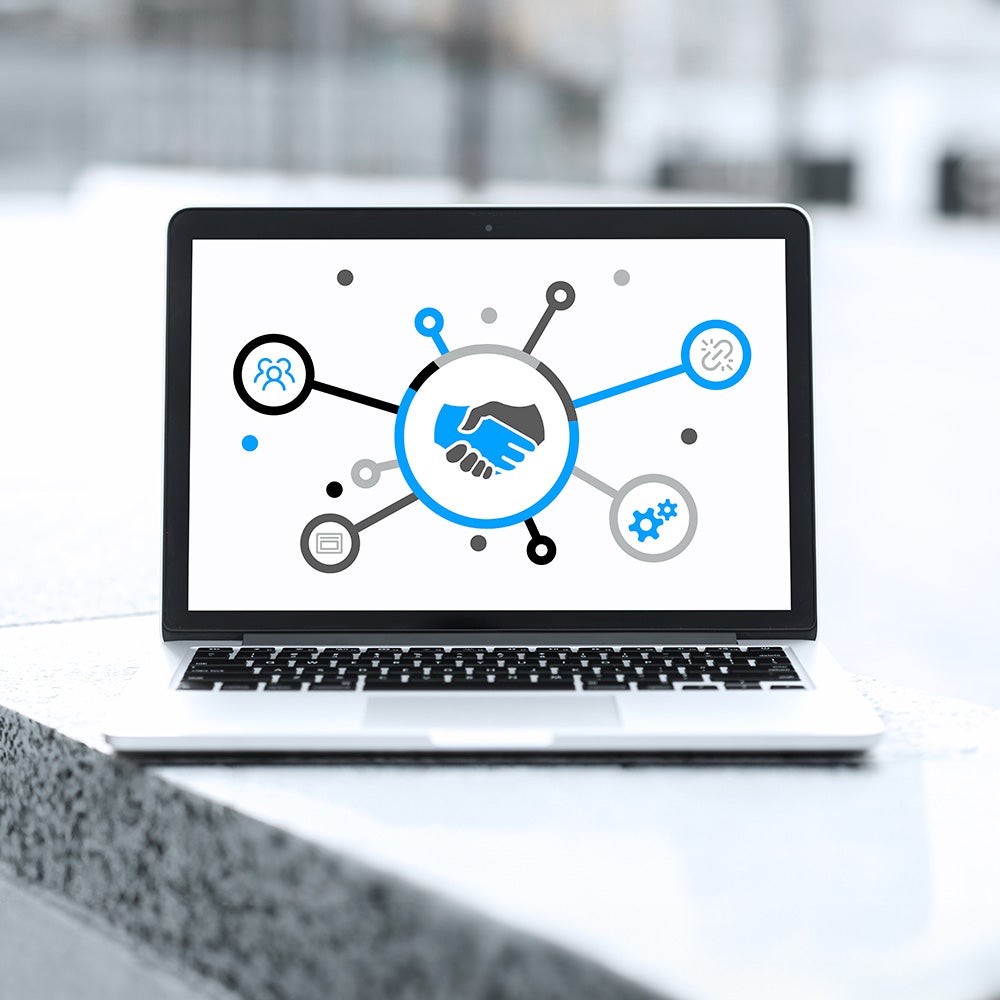 Computer with hands icon