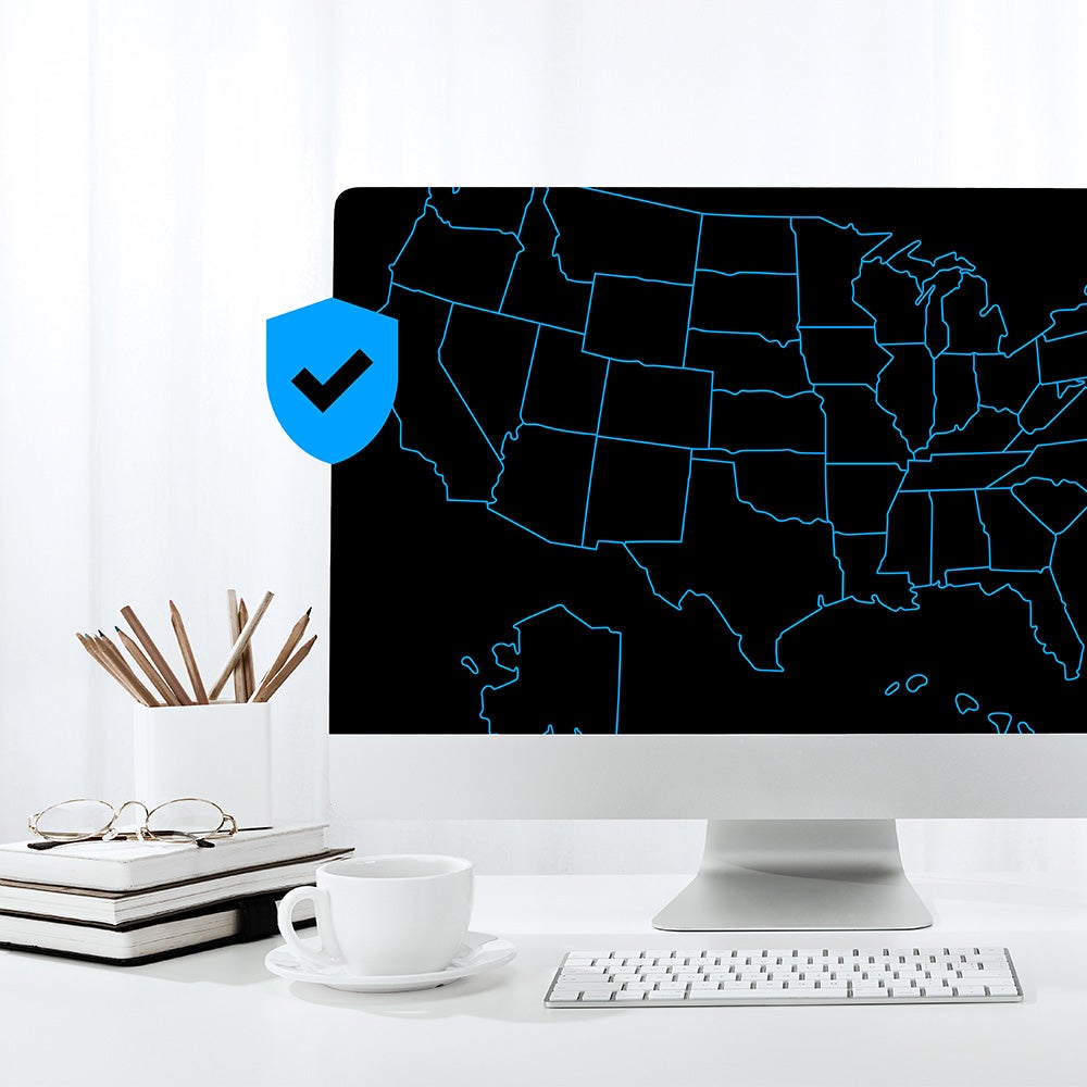 Computer with USA map