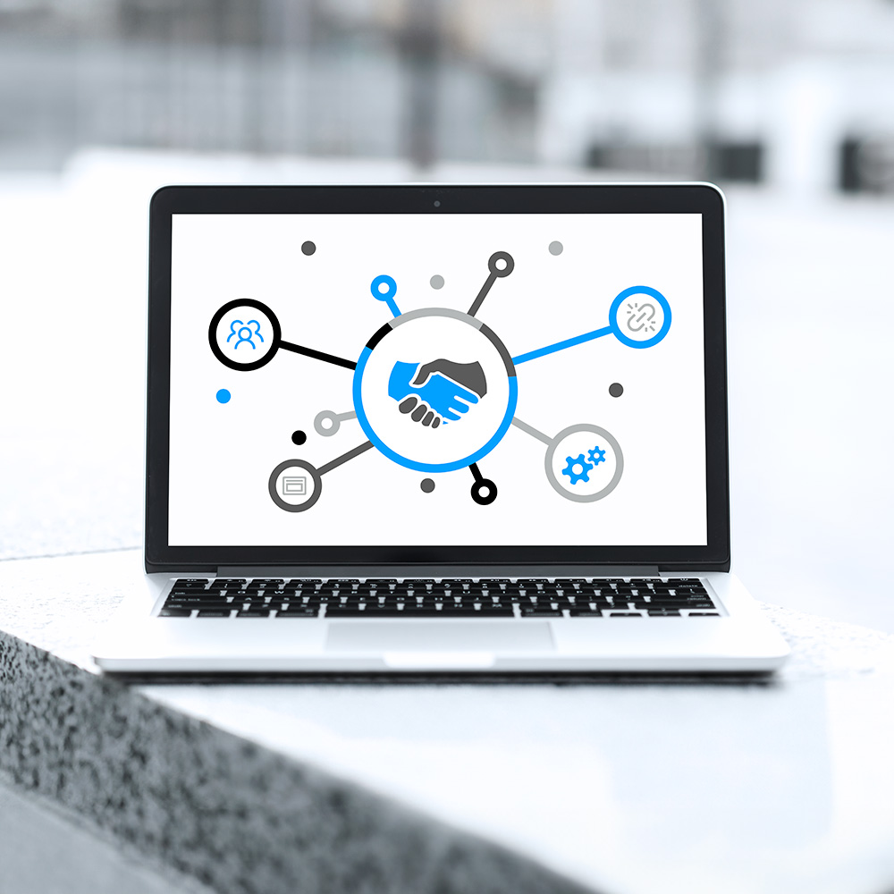 Computer with hands icon