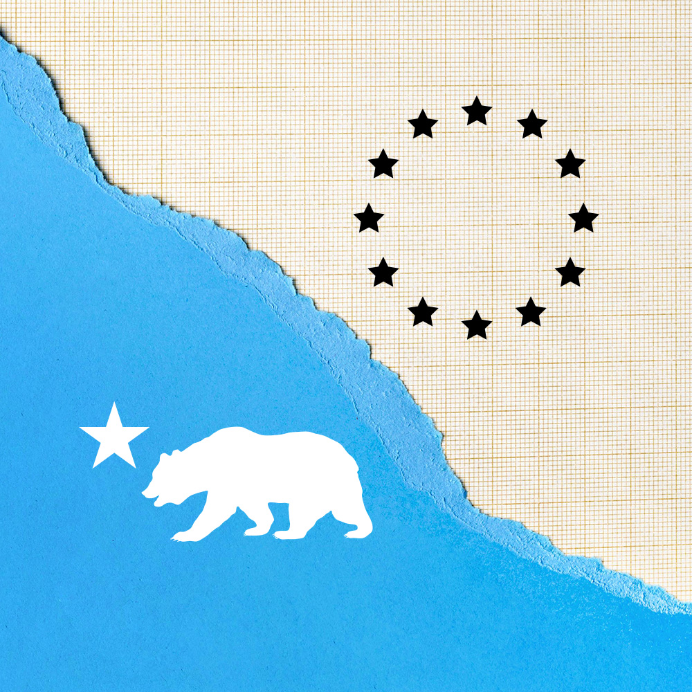 Image of the European symbol and California symbol